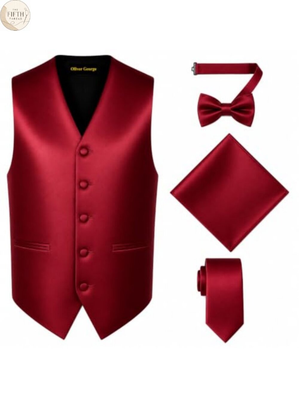 Men's Solid Formal Suit Vest Necktie Bowtie Handkerchief 4pc Set